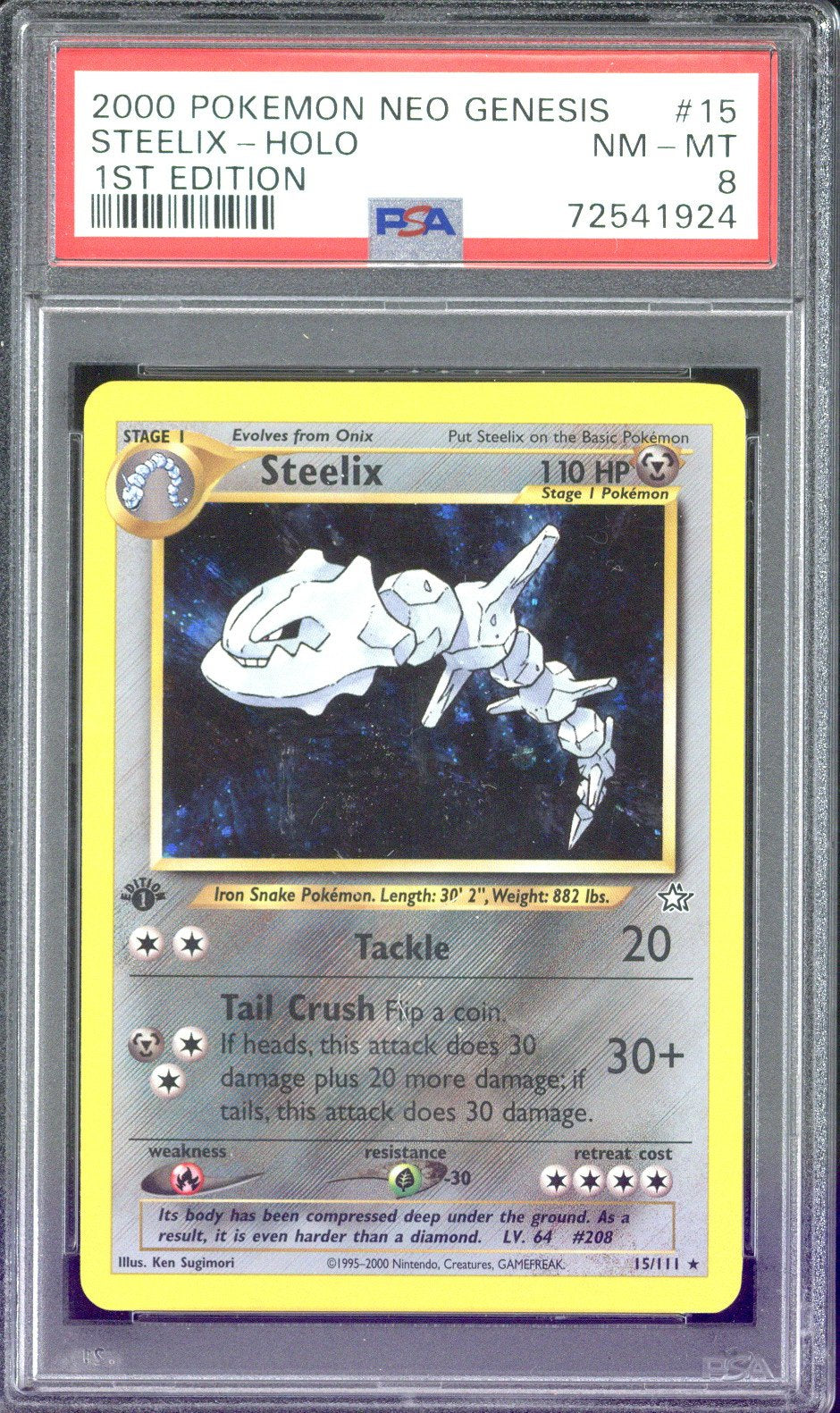 2000 Pokemon Neo Genesis Steelix Holo 1st Edition #15 PSA 8