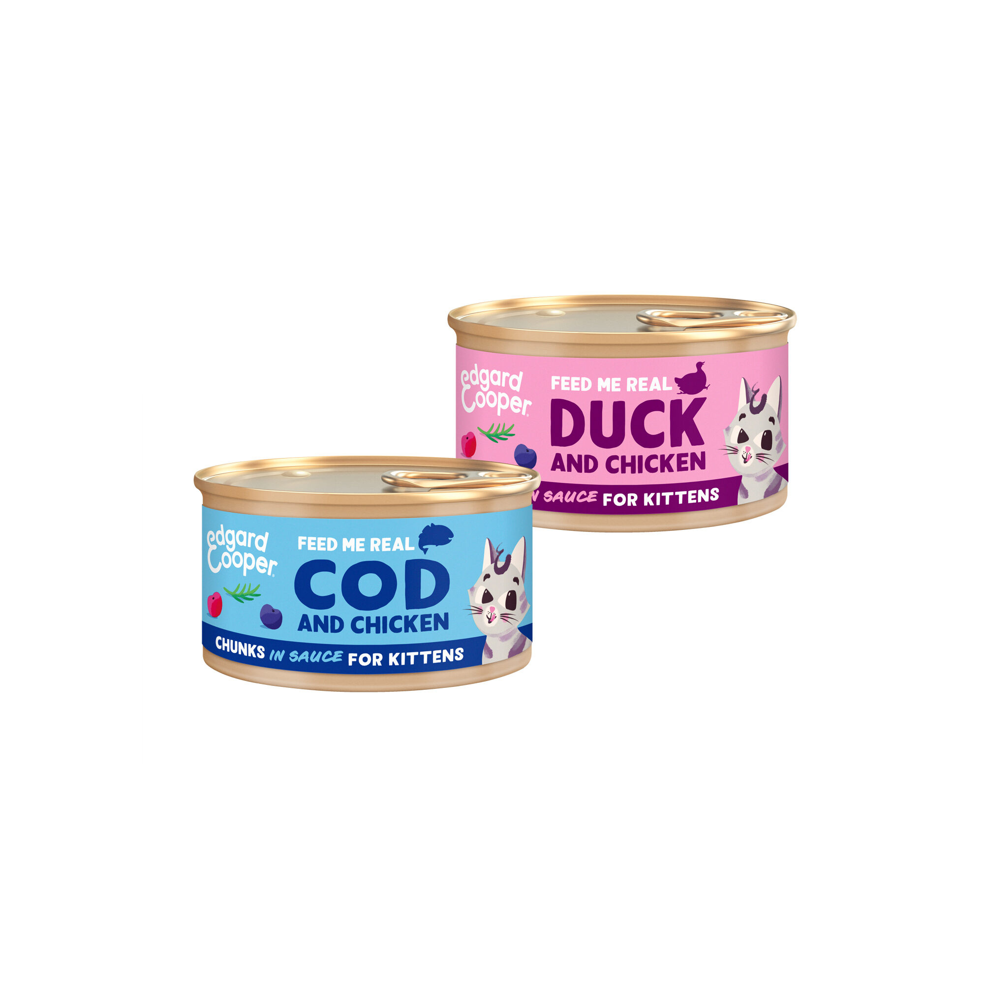 Free-run duck and chicken chunks in sauce for kittens 18 x 85g