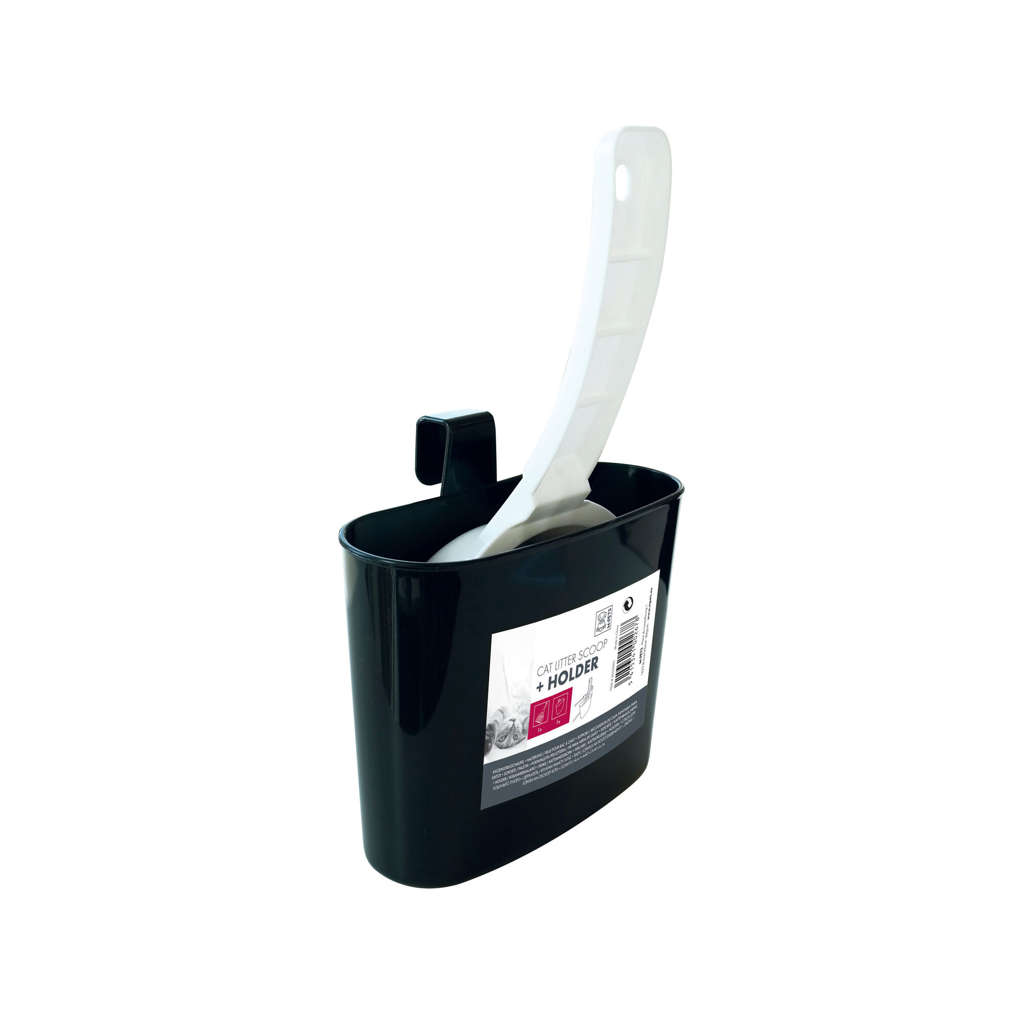 M-Pets Cat Litter Scoop and Holder - White Black - 16 x 7 x 23 cm
