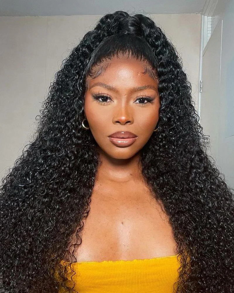 Ophirawig 3 In 1 Half Wig Glueless Jerry Curly Wig Invisi Drawstring Natural Black Endless Protective Styles