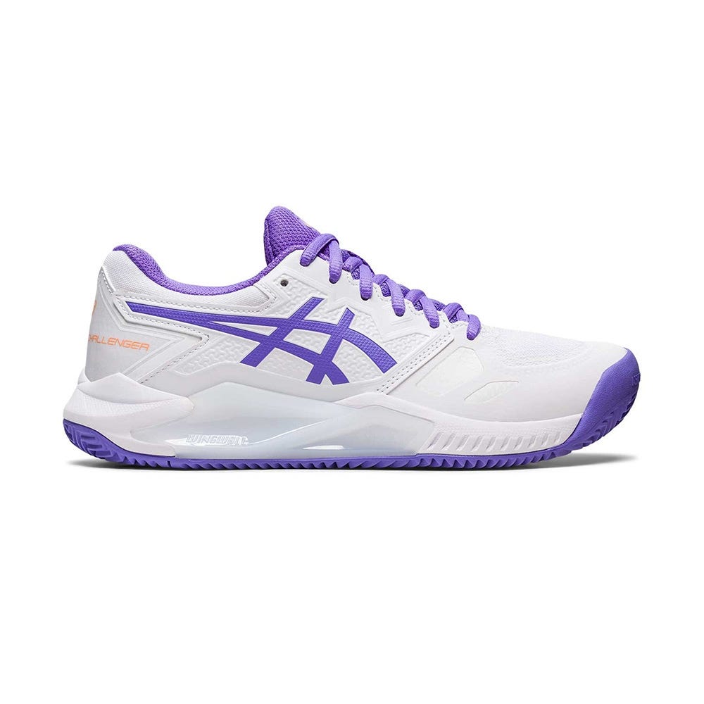 WOMEN’S WHITE AND PURPLE ASICS GEL-CHALLENGER 13 CLAY 1042A165-104