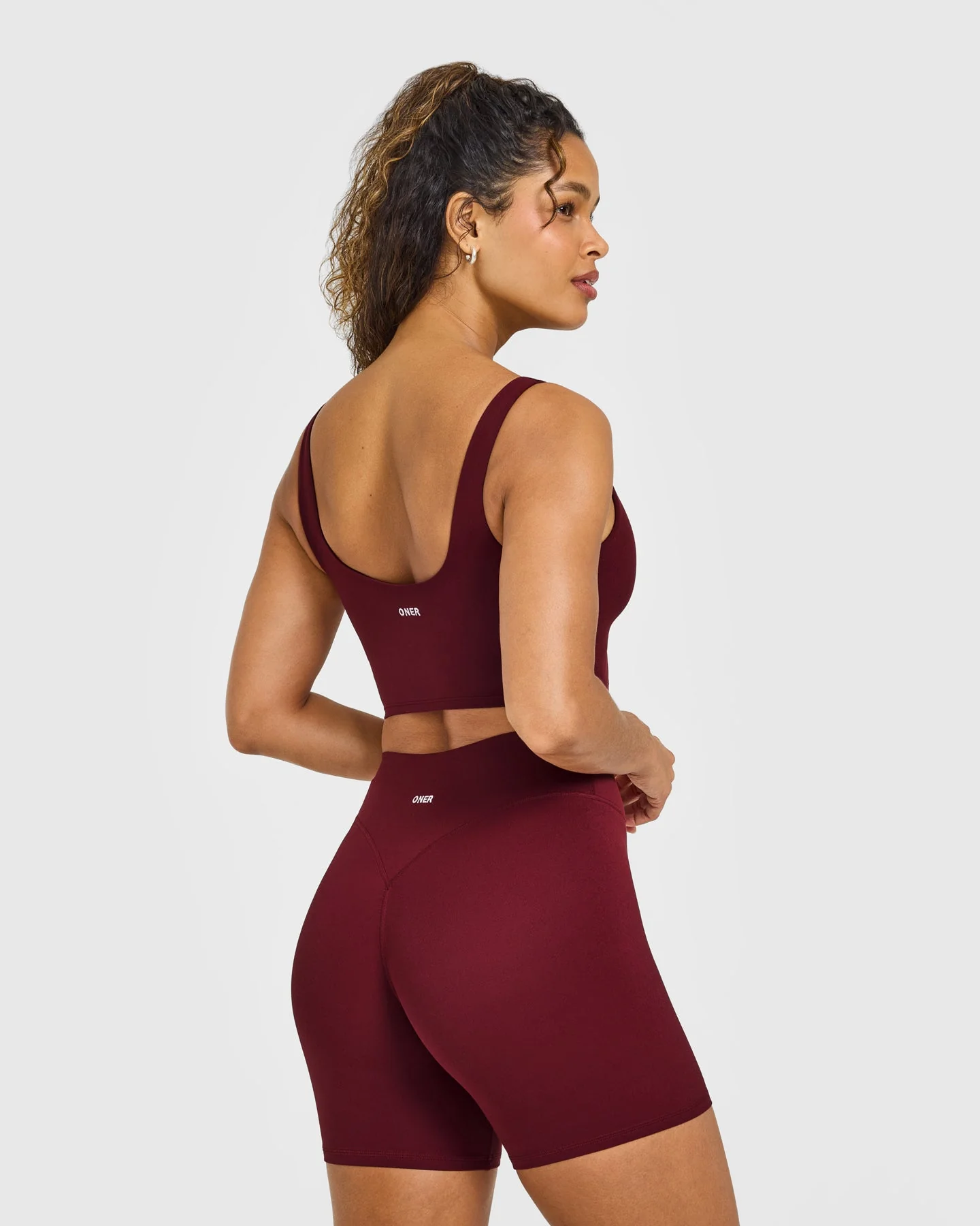 SoftMotion™ Longline Sports Bra with White Logo | Light Rosewood
