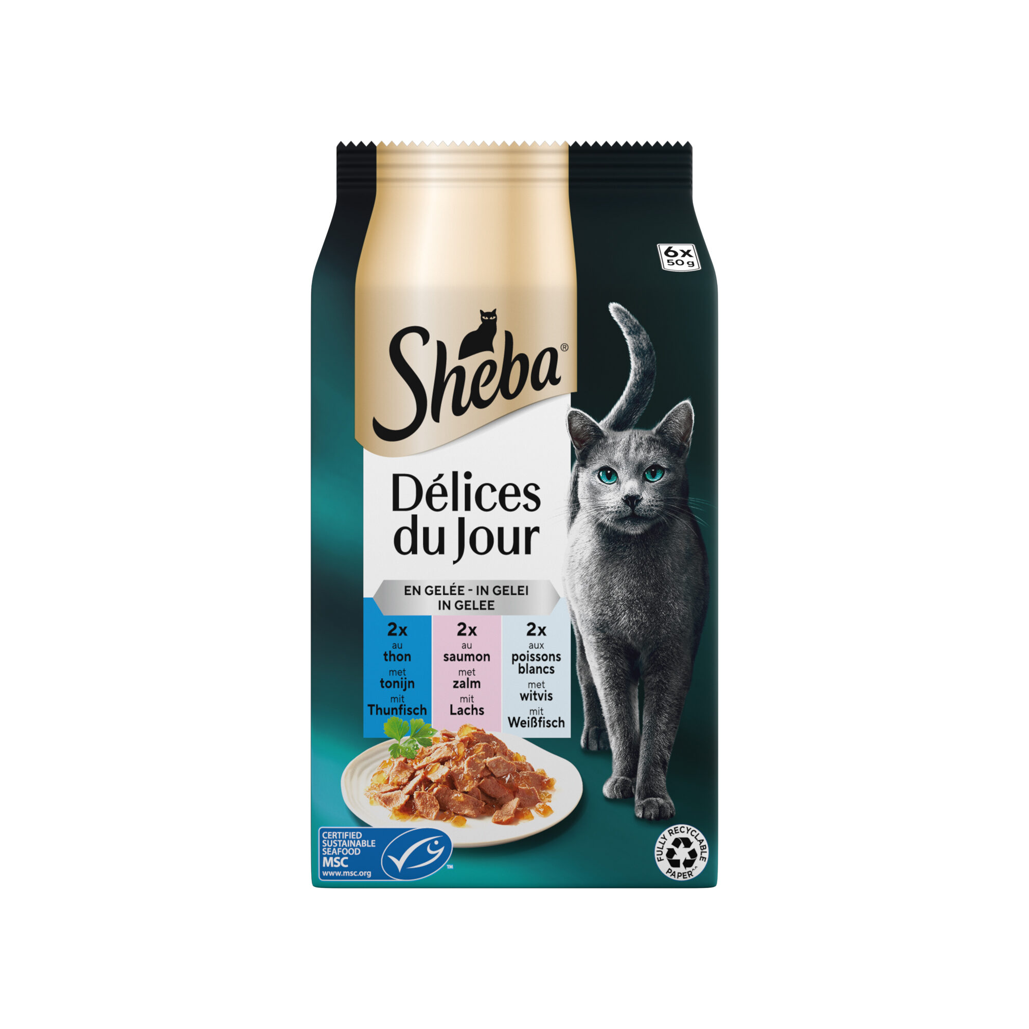 Sheba Délices du Jour in Jelly - Tuna, Salmon and Whitefish