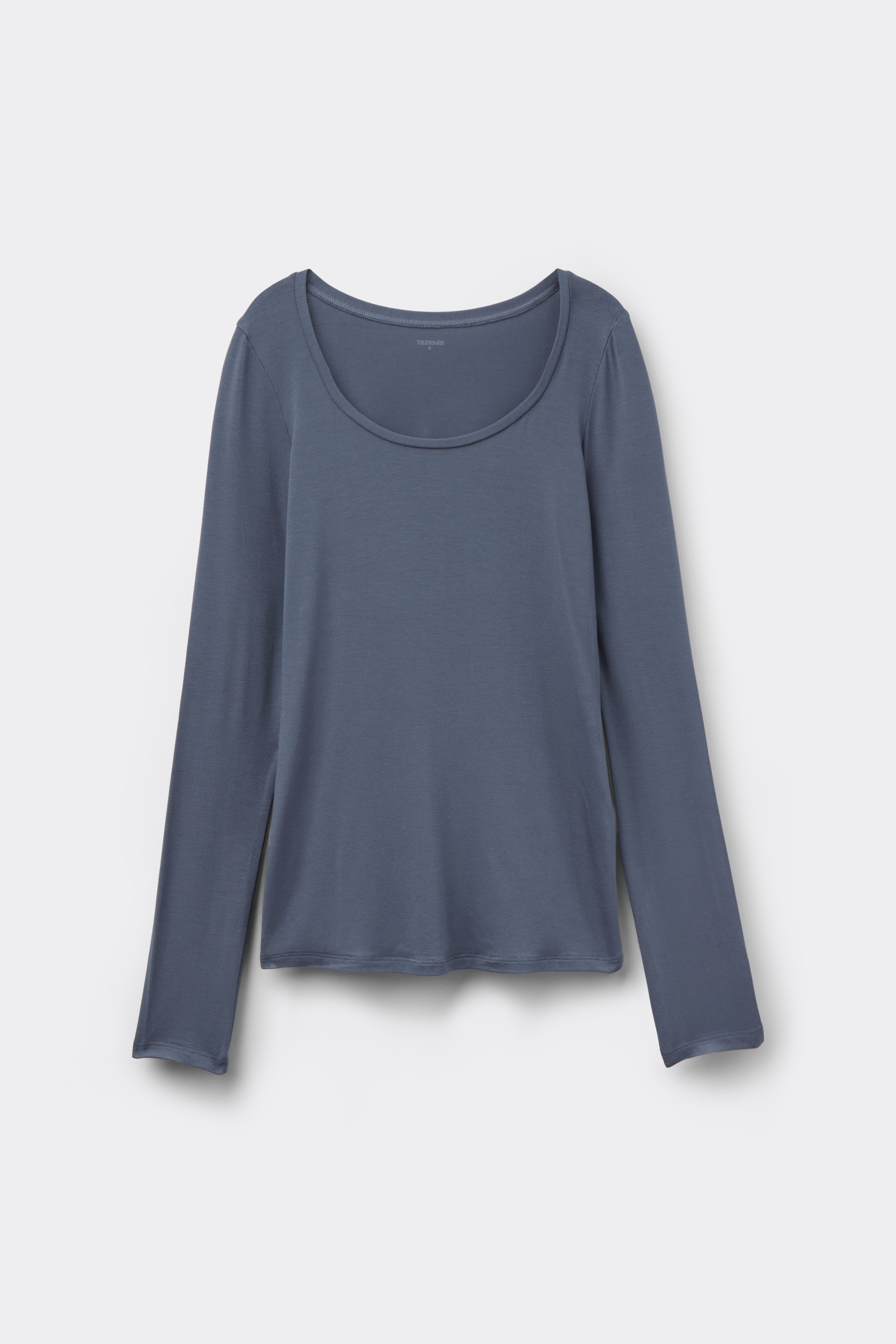 Long Sleeve Viscose Scoop Neck Top