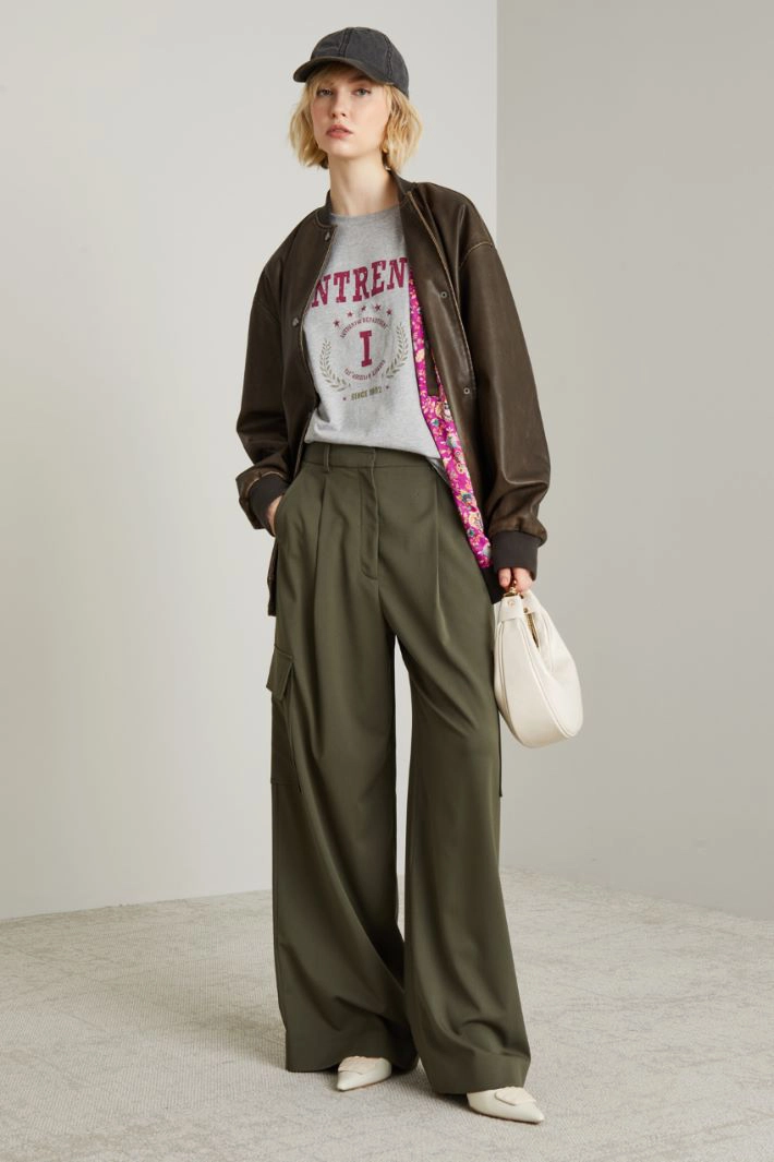 Coated jersey bomber jacket - DARK BROWN