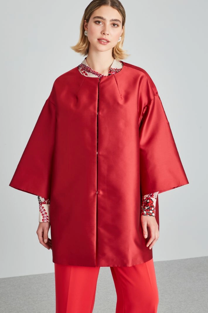 Shantung duster coat - RED VIOLET