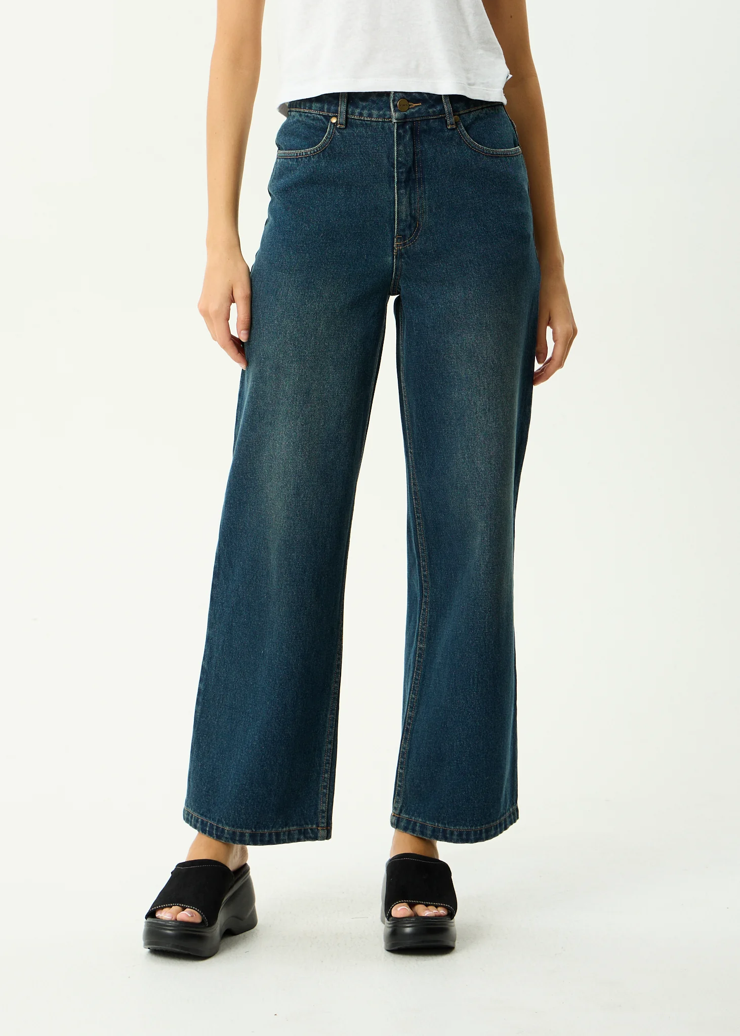 AFENDS Womens Bella - Denim Wide Leg Jean - Vintage Wash