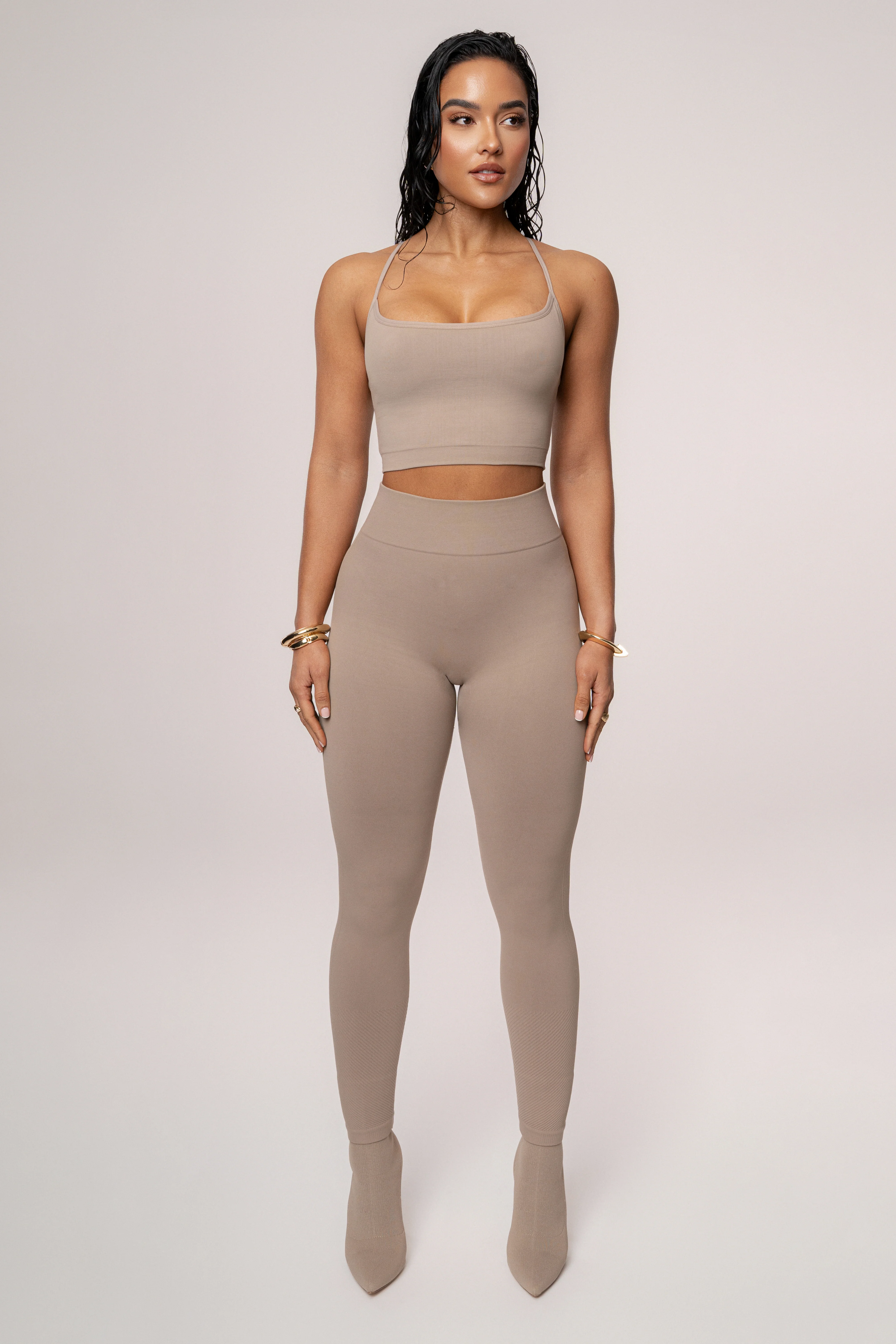 Beige Active Crop Top