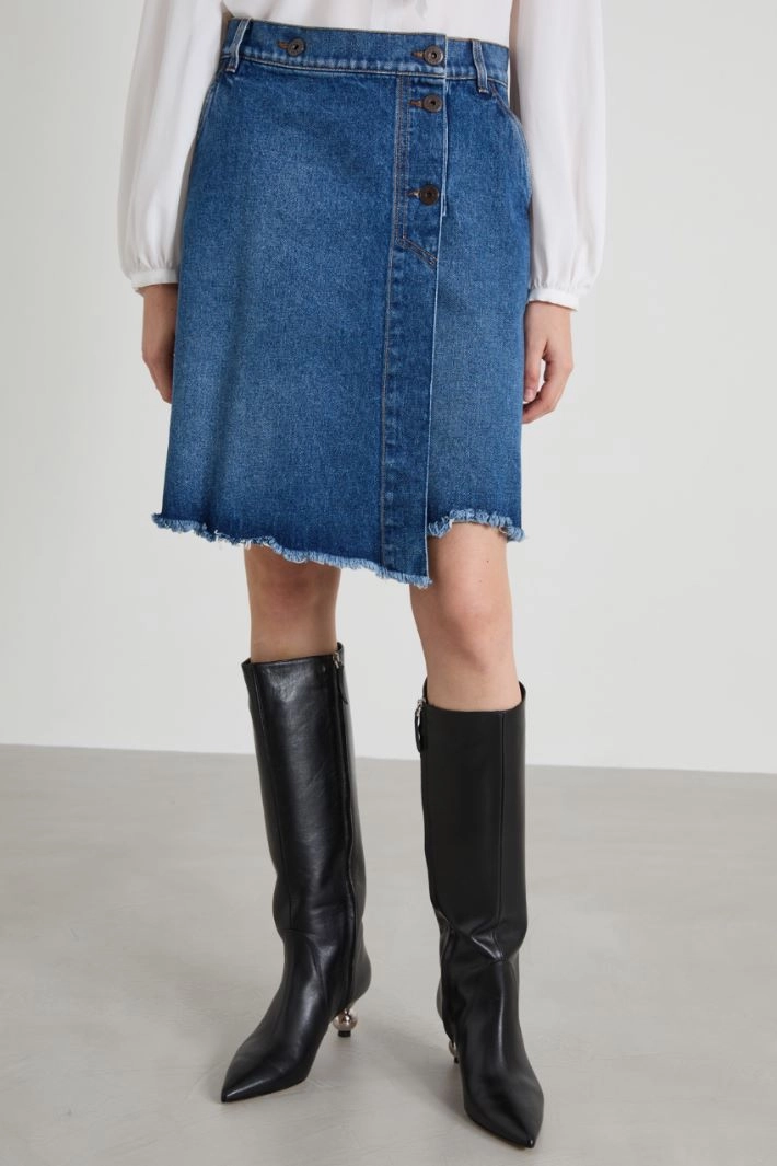 Wrap denim skirt - BLUE