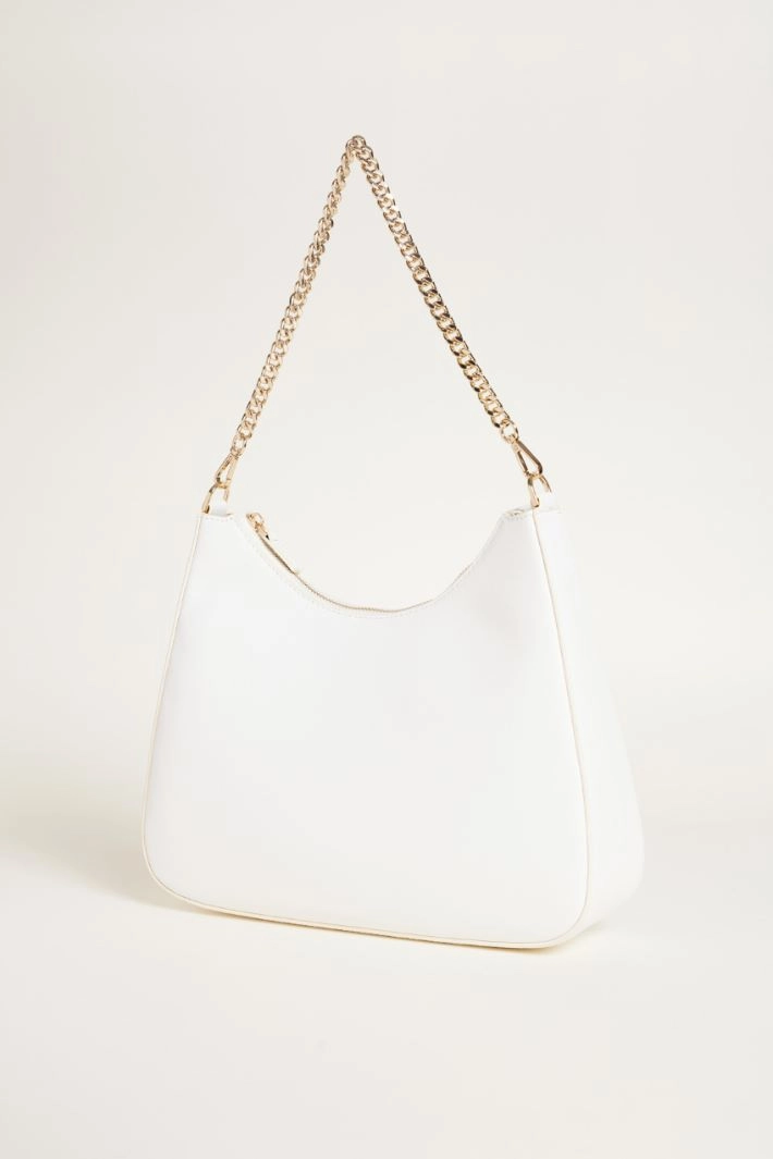 Coated fabric shoulder bag - WHITE