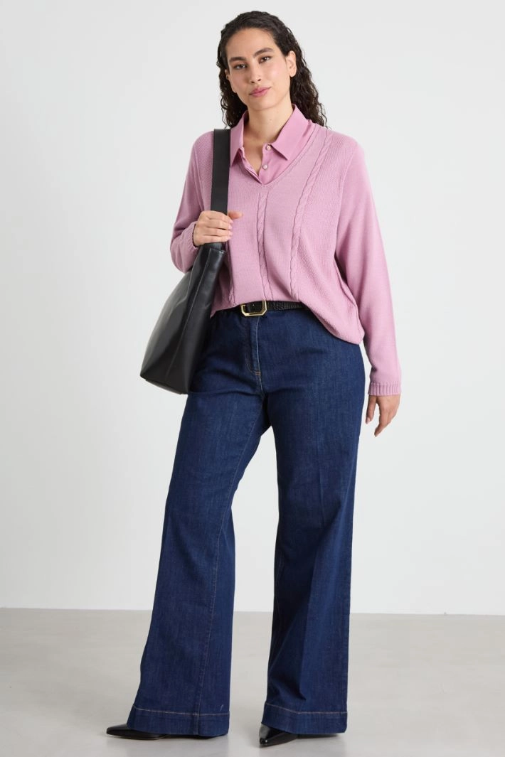 V-neck sweater - MAUVE