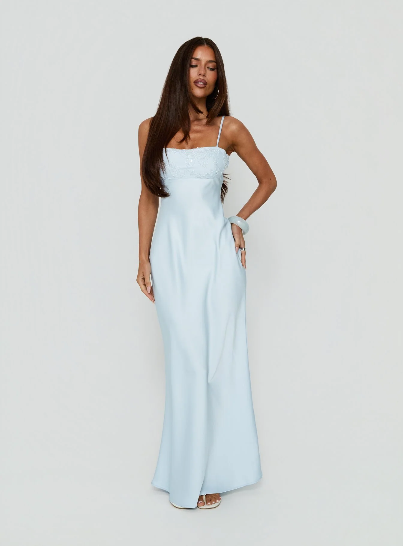 Engracia Sequin Maxi Dress Ice Blue