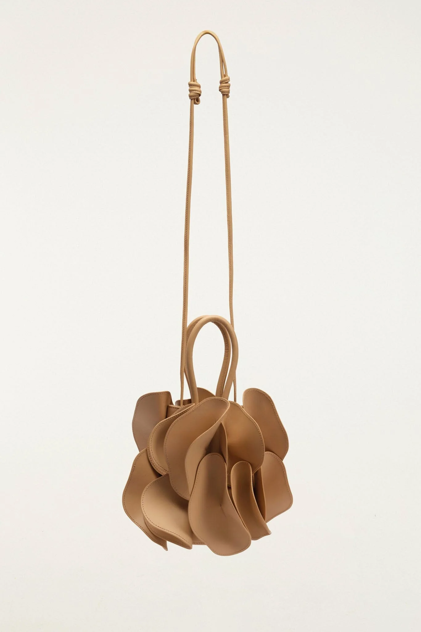 Beige Leather Flower Handbag