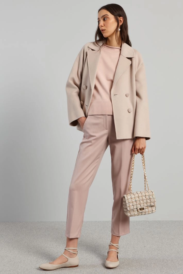 Slit-detail sweater - POWDER PINK