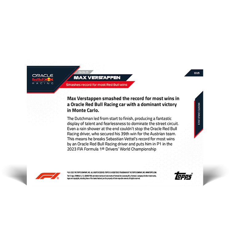 Topps UK - Smashes record for most Red Bull wins - F1 TOPPS NOW® Card #15