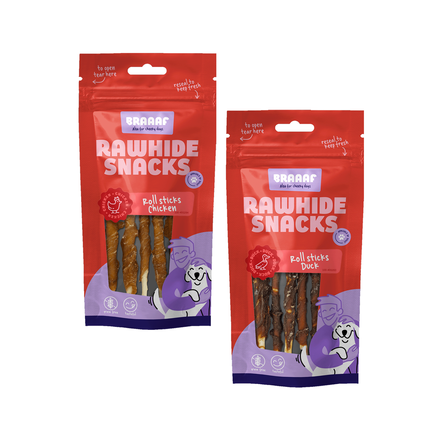 Braaaf Rollsticks - Dog snacks - Duck - 80 g