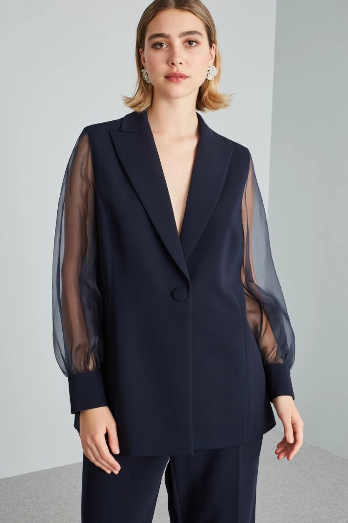Blazer with organza sleeves - NIGHT BLUE