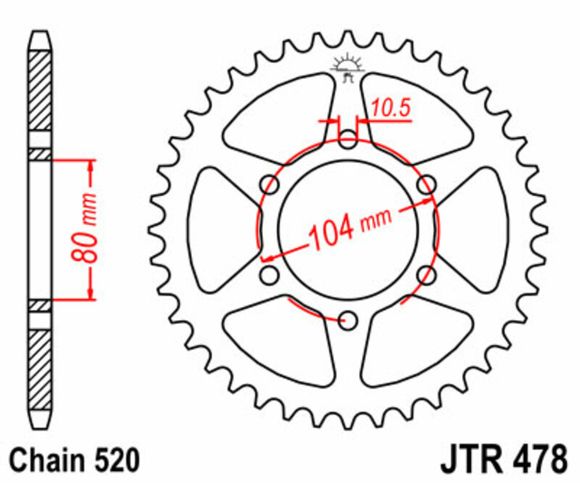 Couronne JT. acier standard 478 - 520Ref : JTC00242A / 1075511004