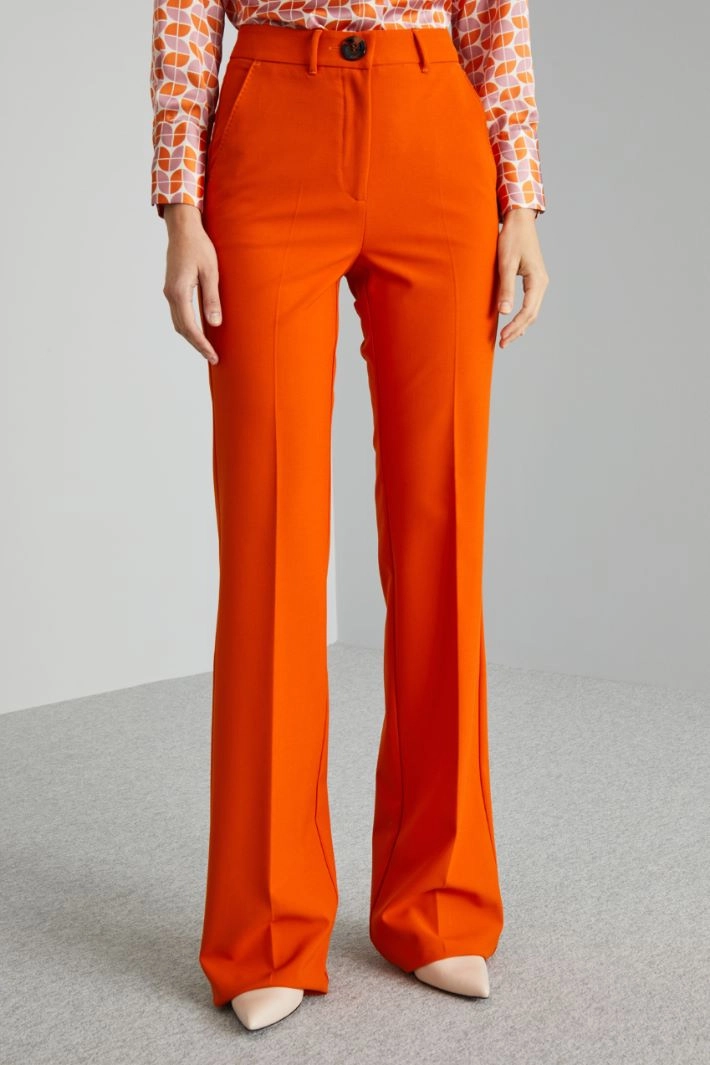 Trousers with macro button - PUMPKIN ORANGE