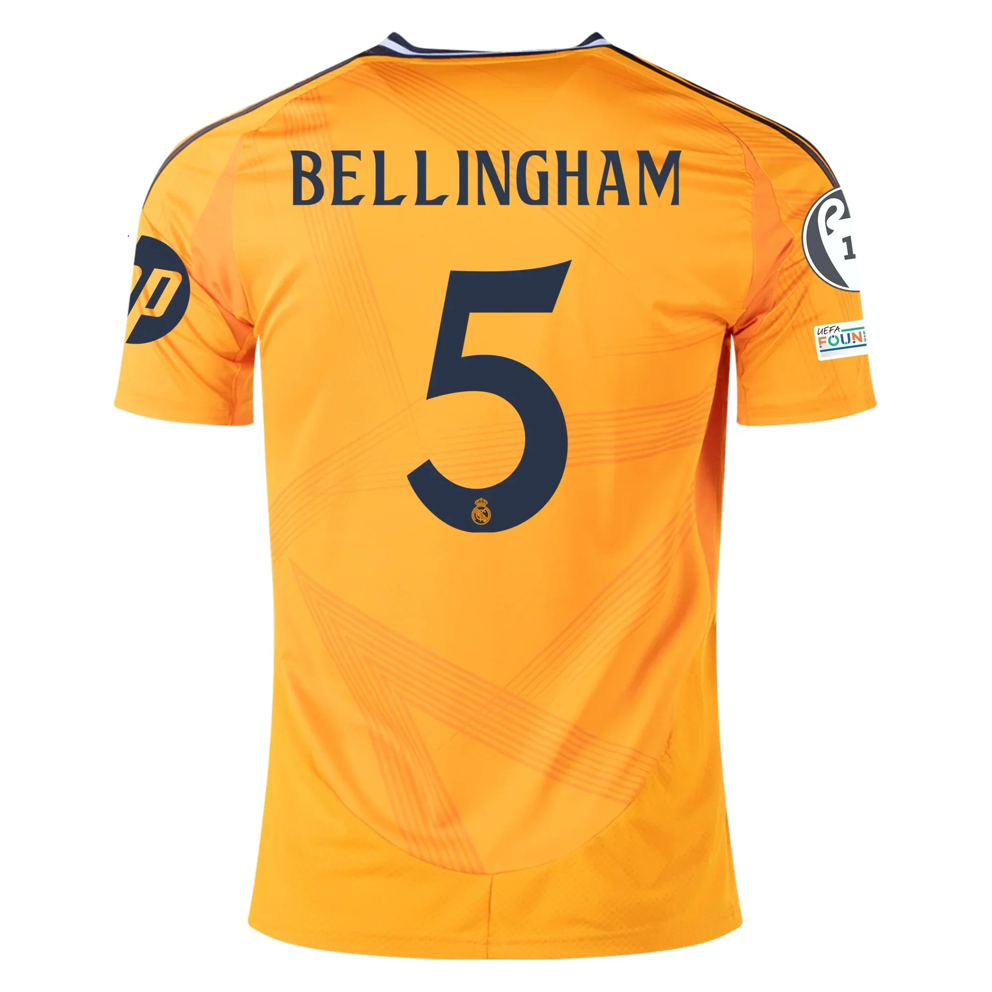 Real Madrid Jude Bellingham Away Jersey w/ Champions League Patches 24/25 (Crew Orange)