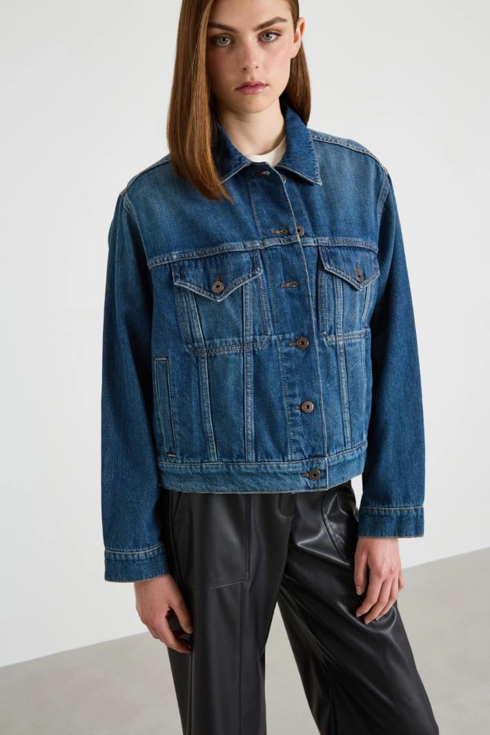 Cotton denim jacket - BLUE