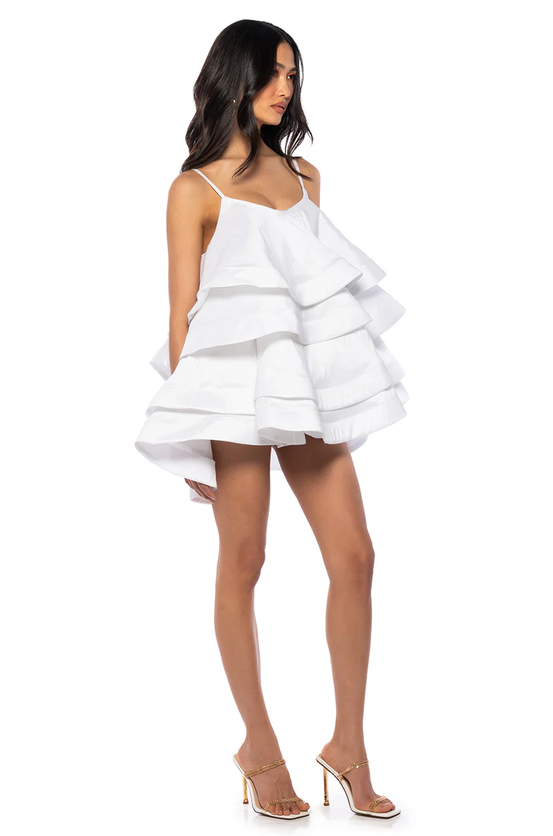 Looking For Lust Ruffle Mini Dress In White
