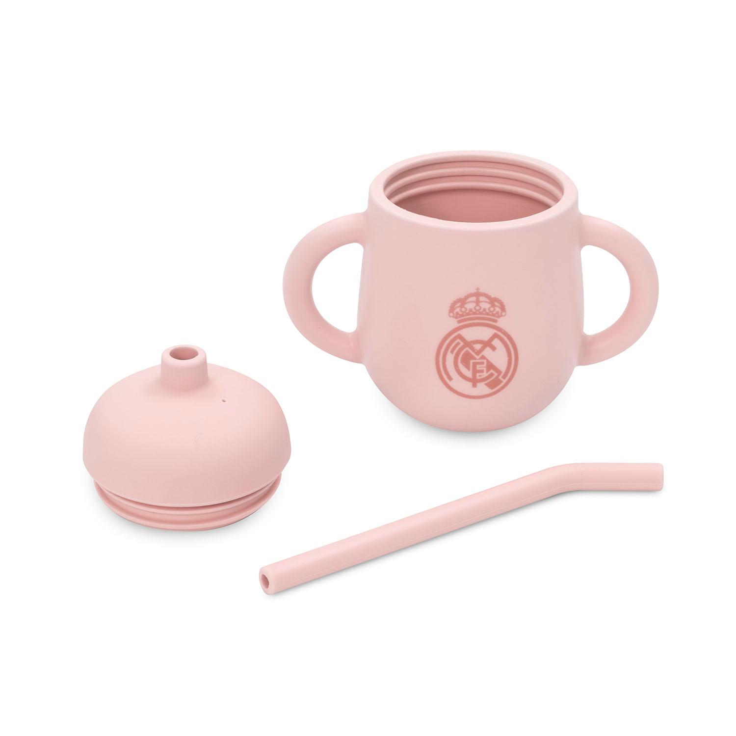 Silicone Spill-Proof Cup with Straw Pink Real Madrid