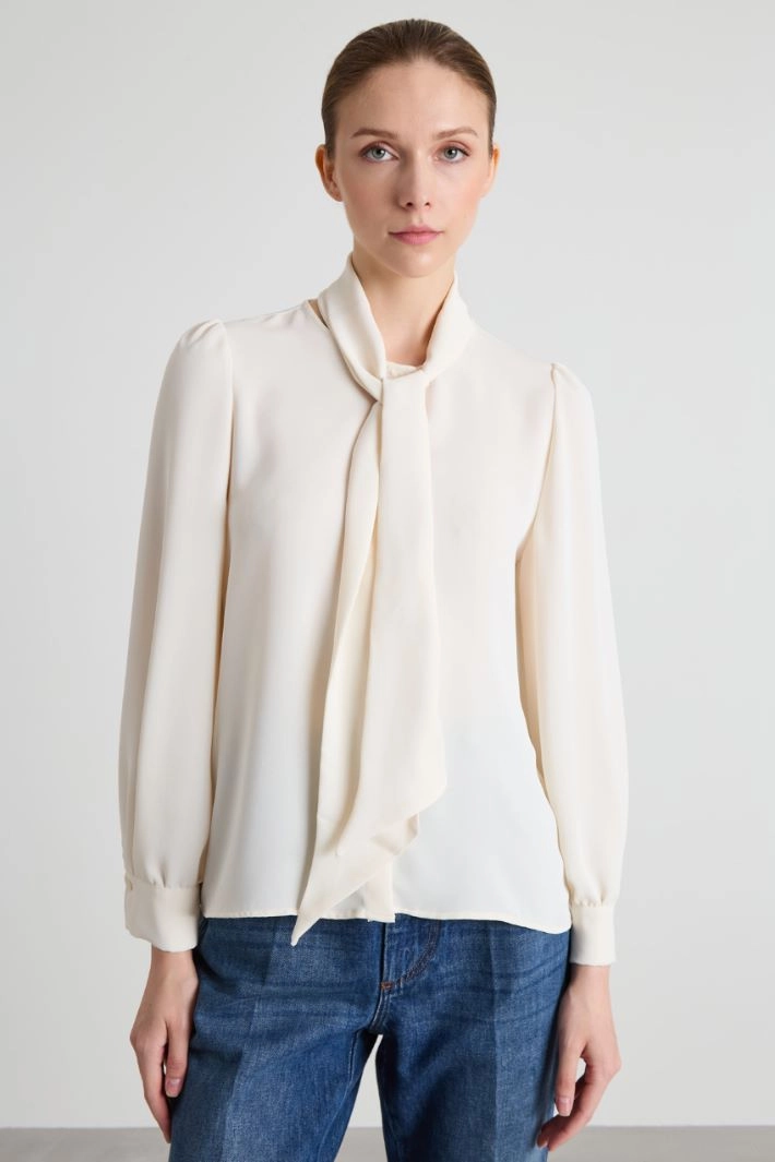 Blouse with neckerchief - CREAM