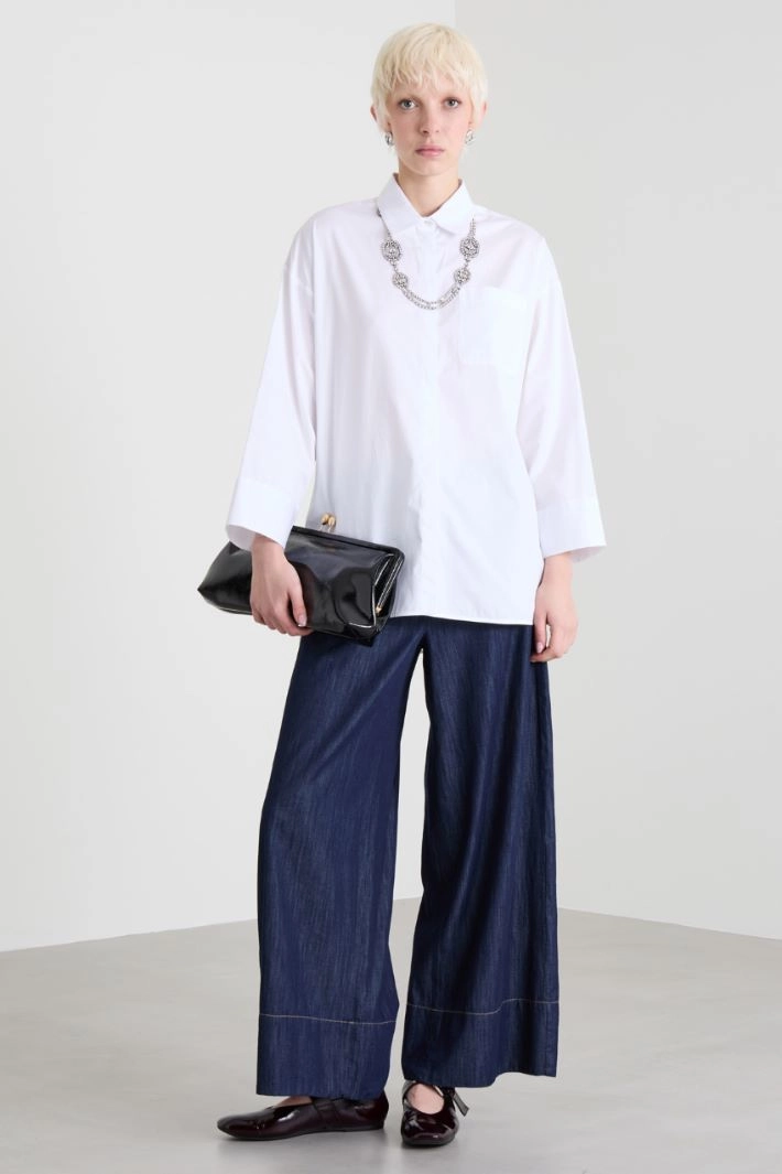 Cotton twill shirt - WHITE