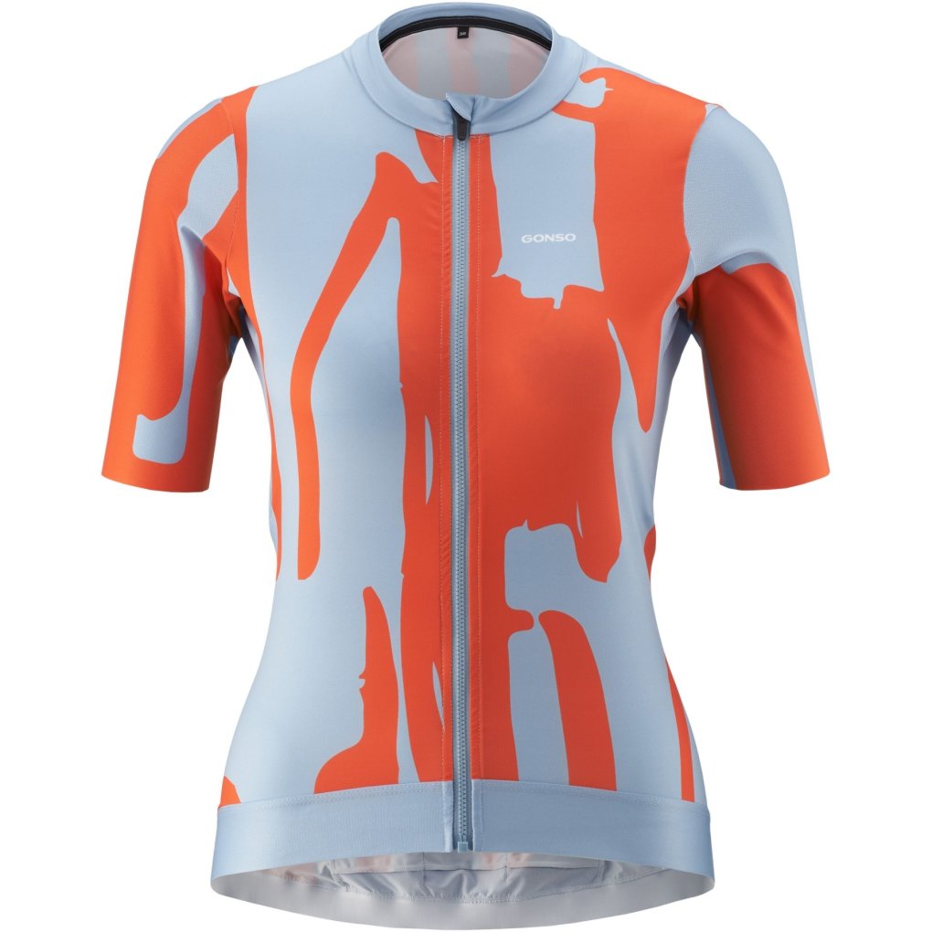 Gonso Road Cycling Jersey Print Women - Stormy Blue / Fiesta Red