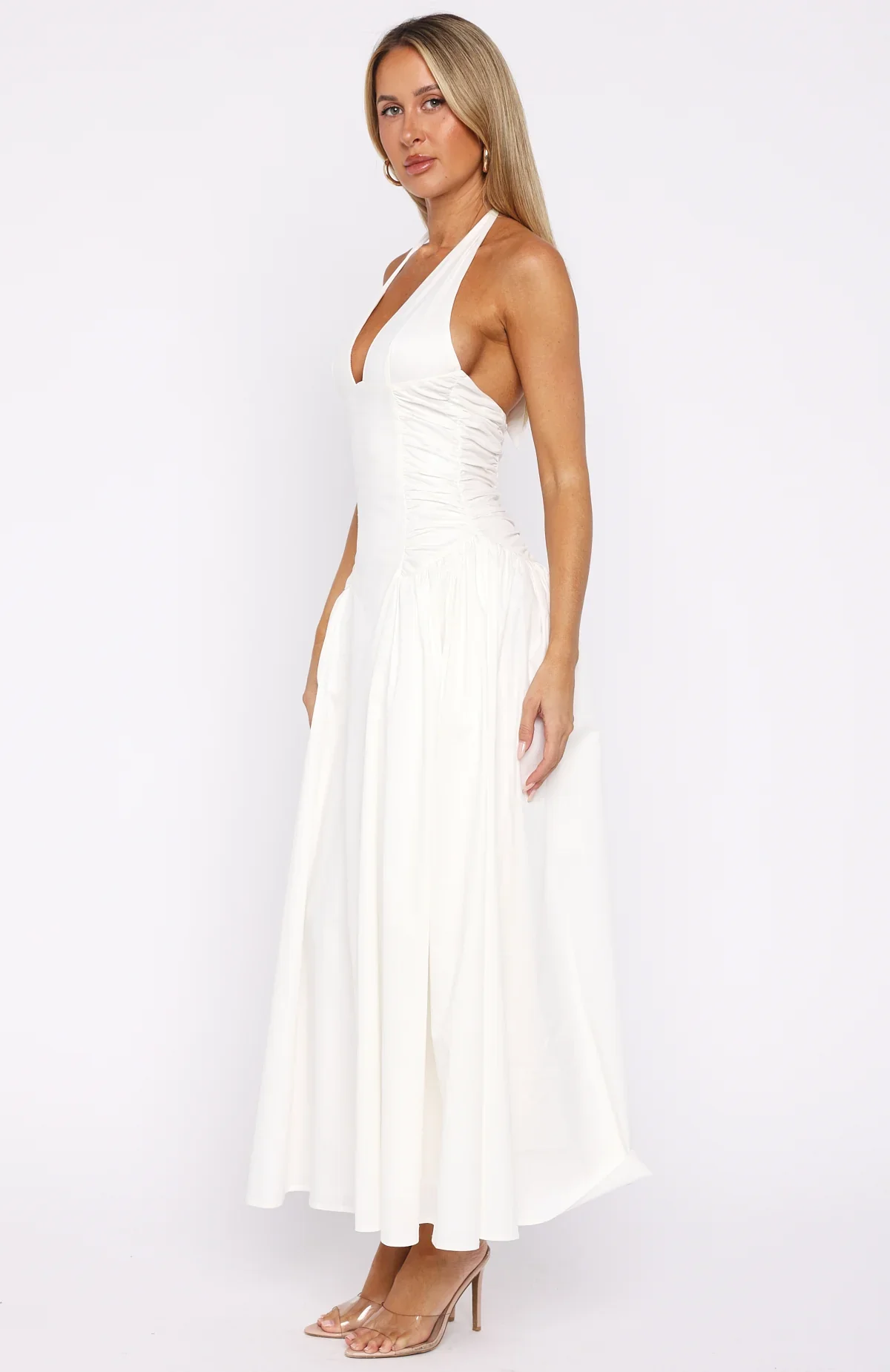 Tinsel Trouble Halter Midi Dress White