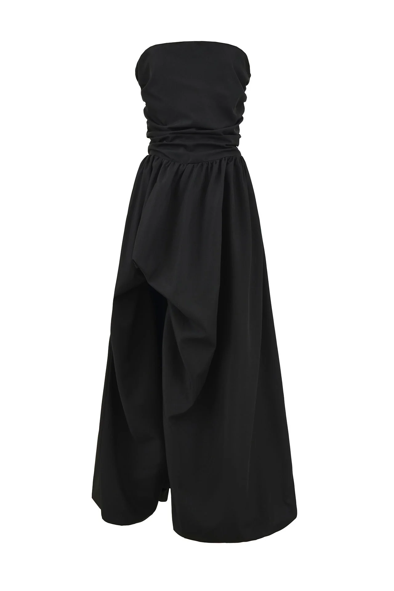 Yellow Strapless Slit Long Dress