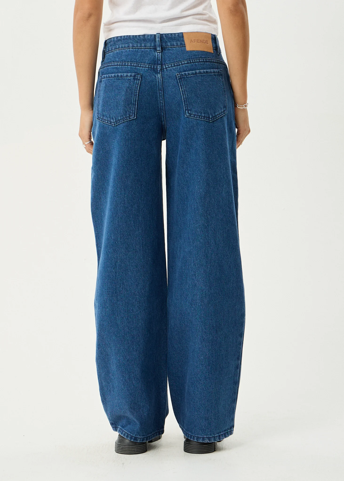 AFENDS Womens Alyra - Low Rise Wide Leg Jean - Authentic Blue