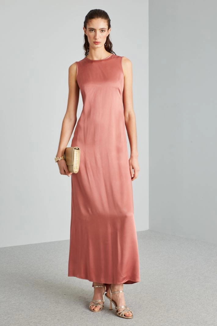 Long envers satin dress - ANTIQUE PINK