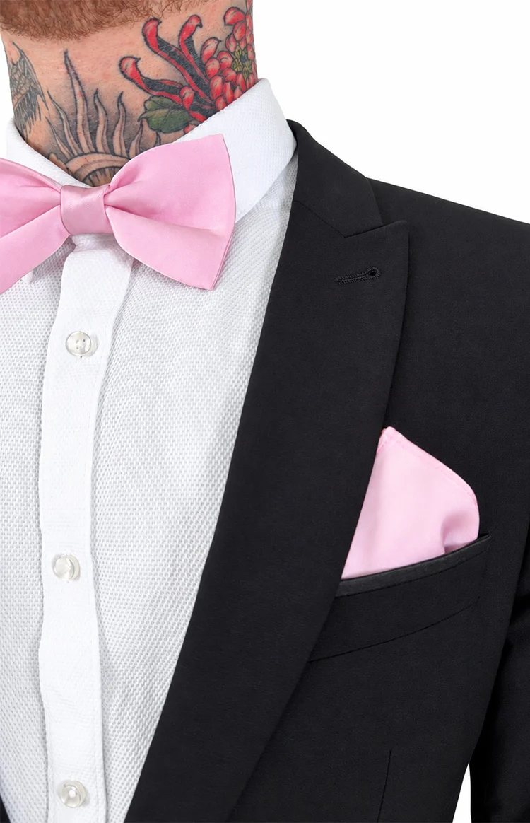 Abel Pink Bow Tie And Pocket Square Set