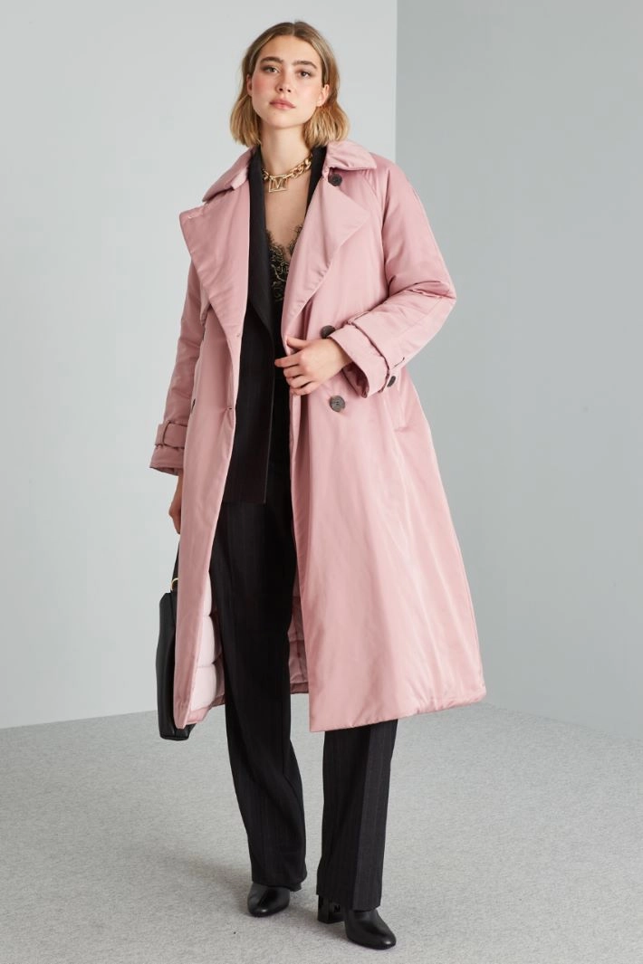 Long duchess padded jacket - ANTIQUE PINK