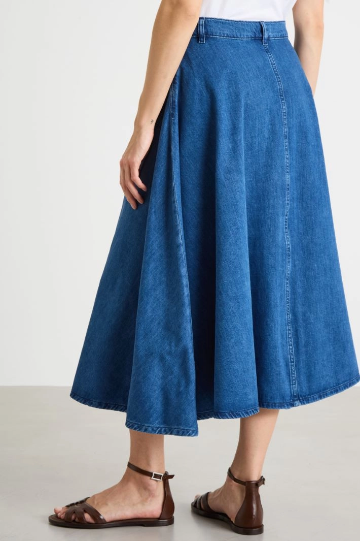 A-line denim skirt - BLUE