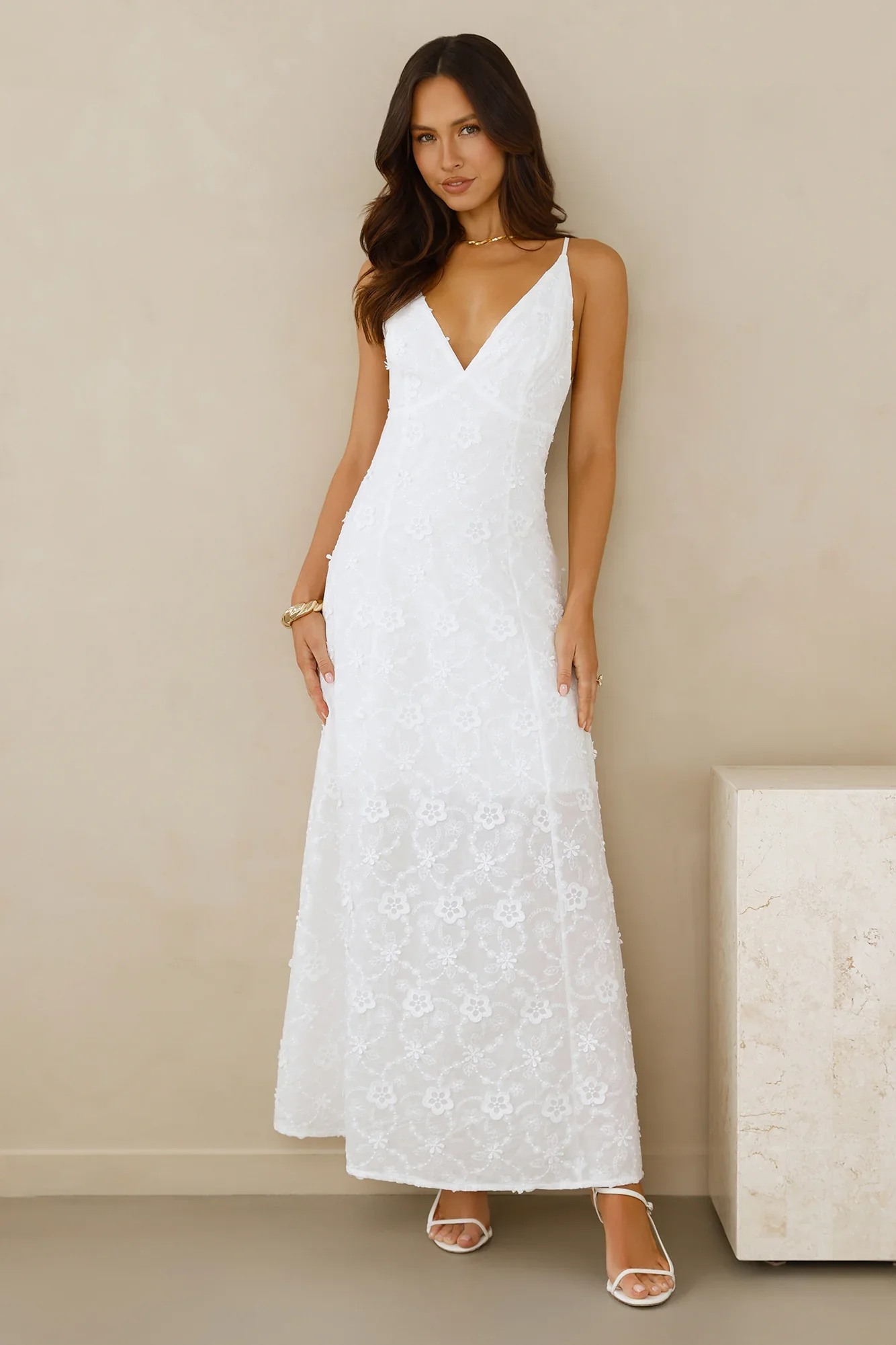Soft Moonbeam Maxi Dress White