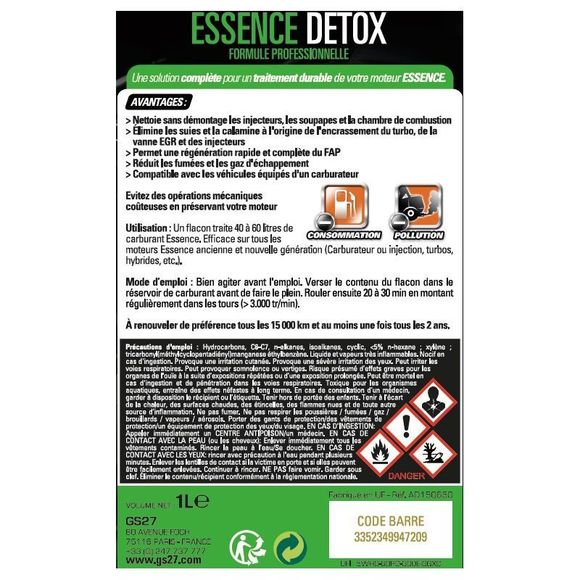 Octane booster GS27 Detox Essence - Universal Professional FormulaRef: Gs0070 / Ad150650