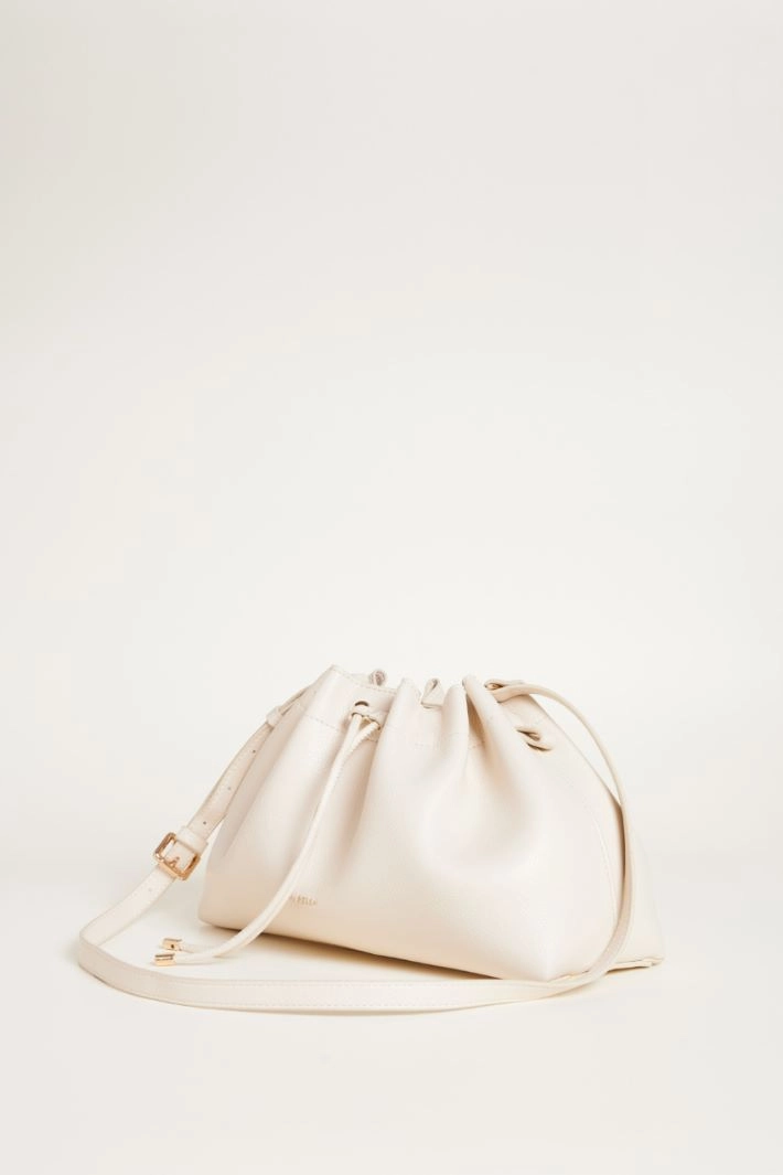 Ruched coated fabric bag - IVORY