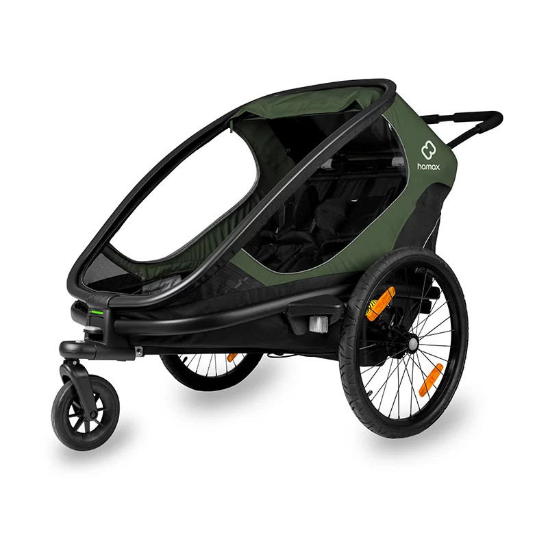 Hamax Outback Bike Trailer for 2 Kids - green / black