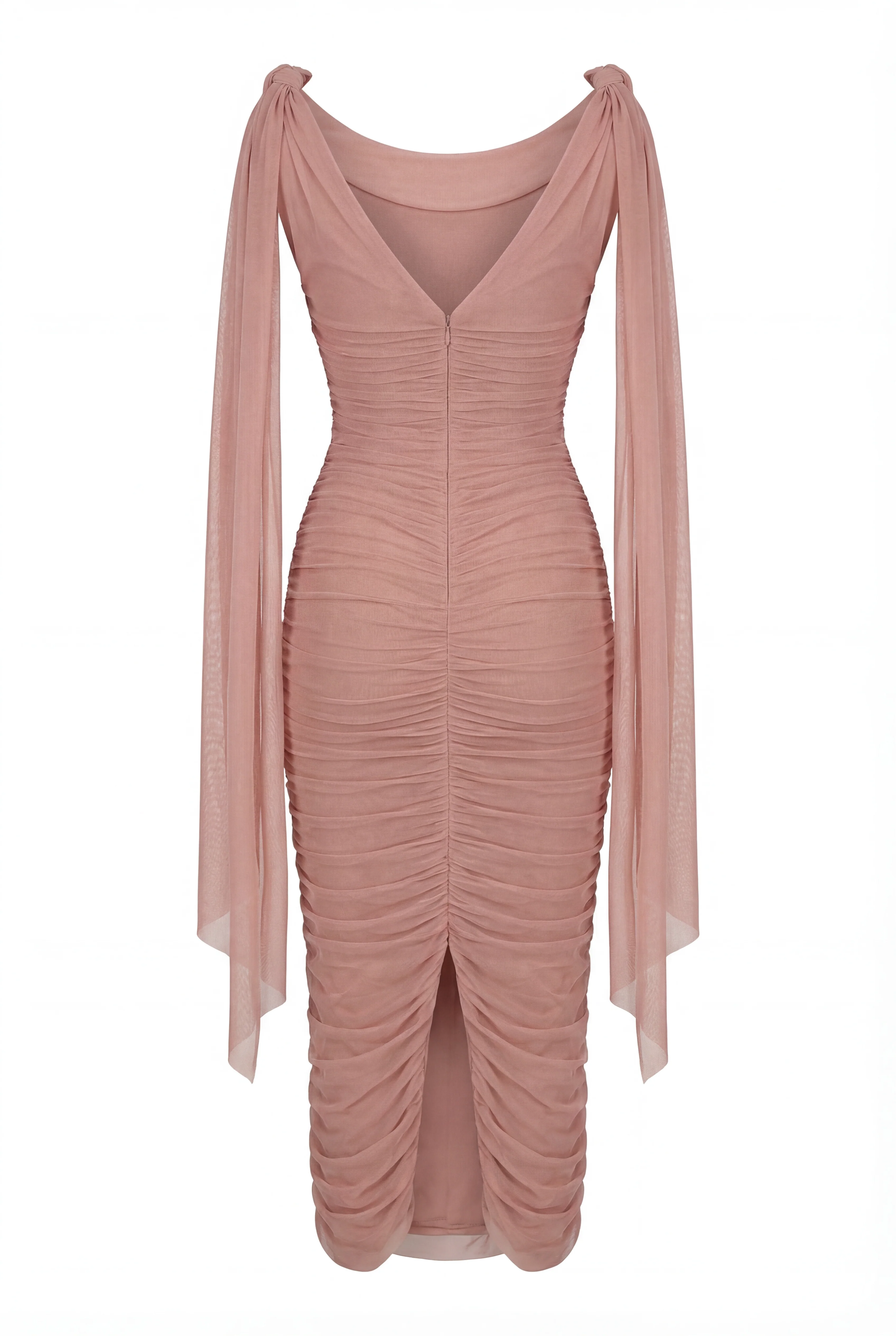 Midi Dress in Italian Mesh with Draping