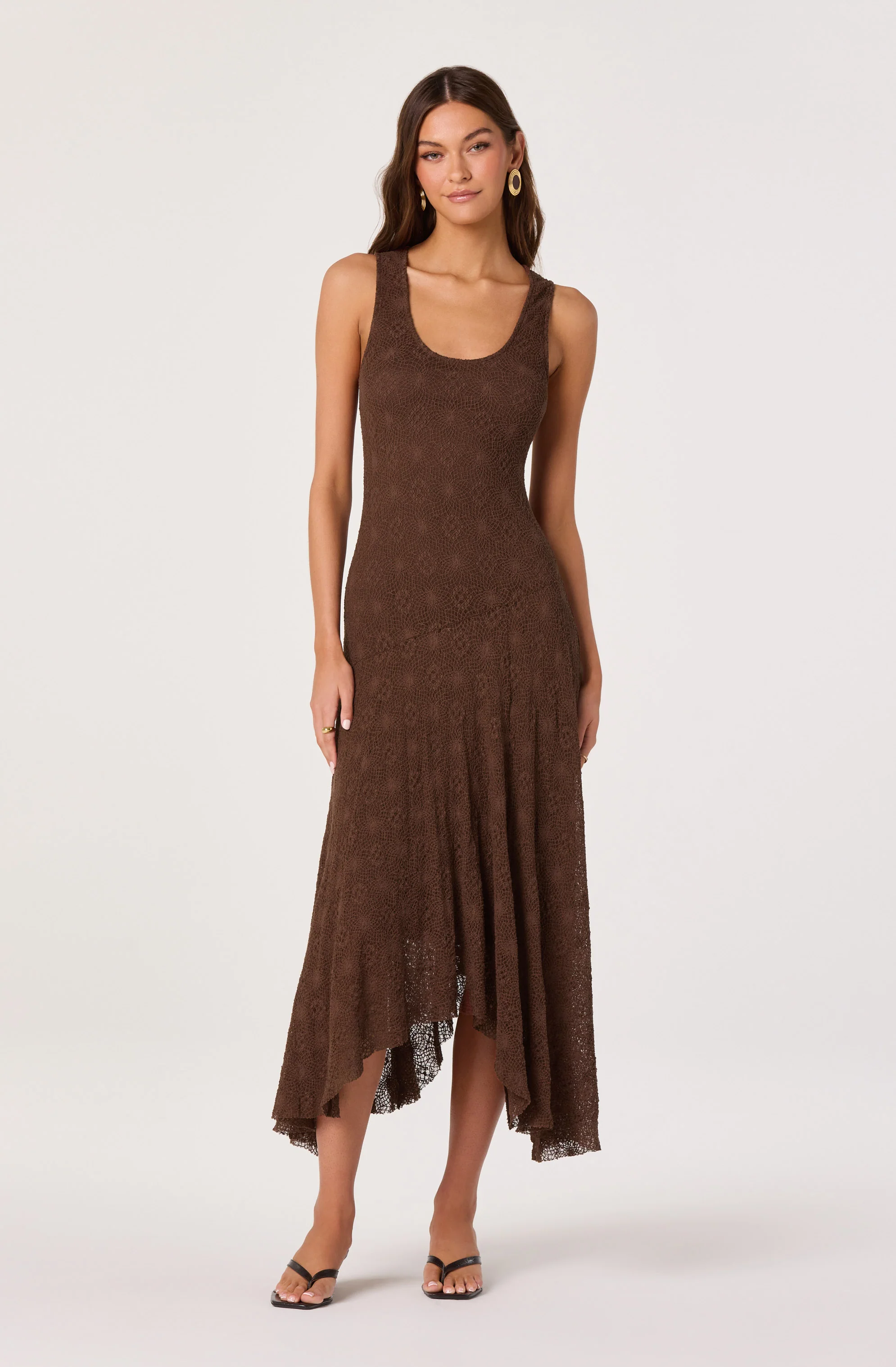 Freida Lace Knit Asymmetric Midi Dress