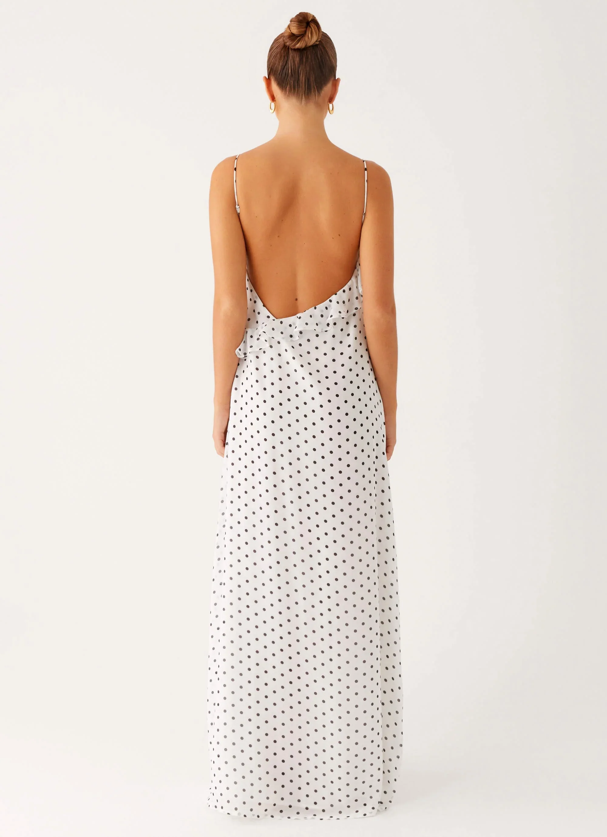 Harri Maxi Dress - White Polka Dot
