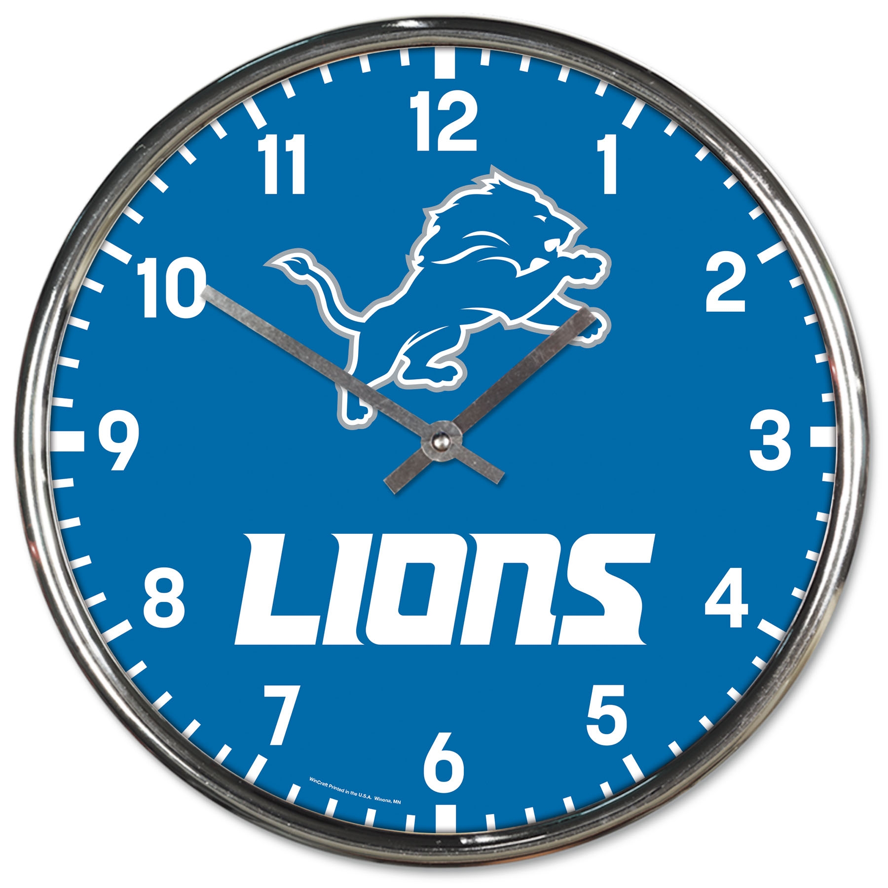 Detroit Lions Chrome NFL Team Design Wall Clock