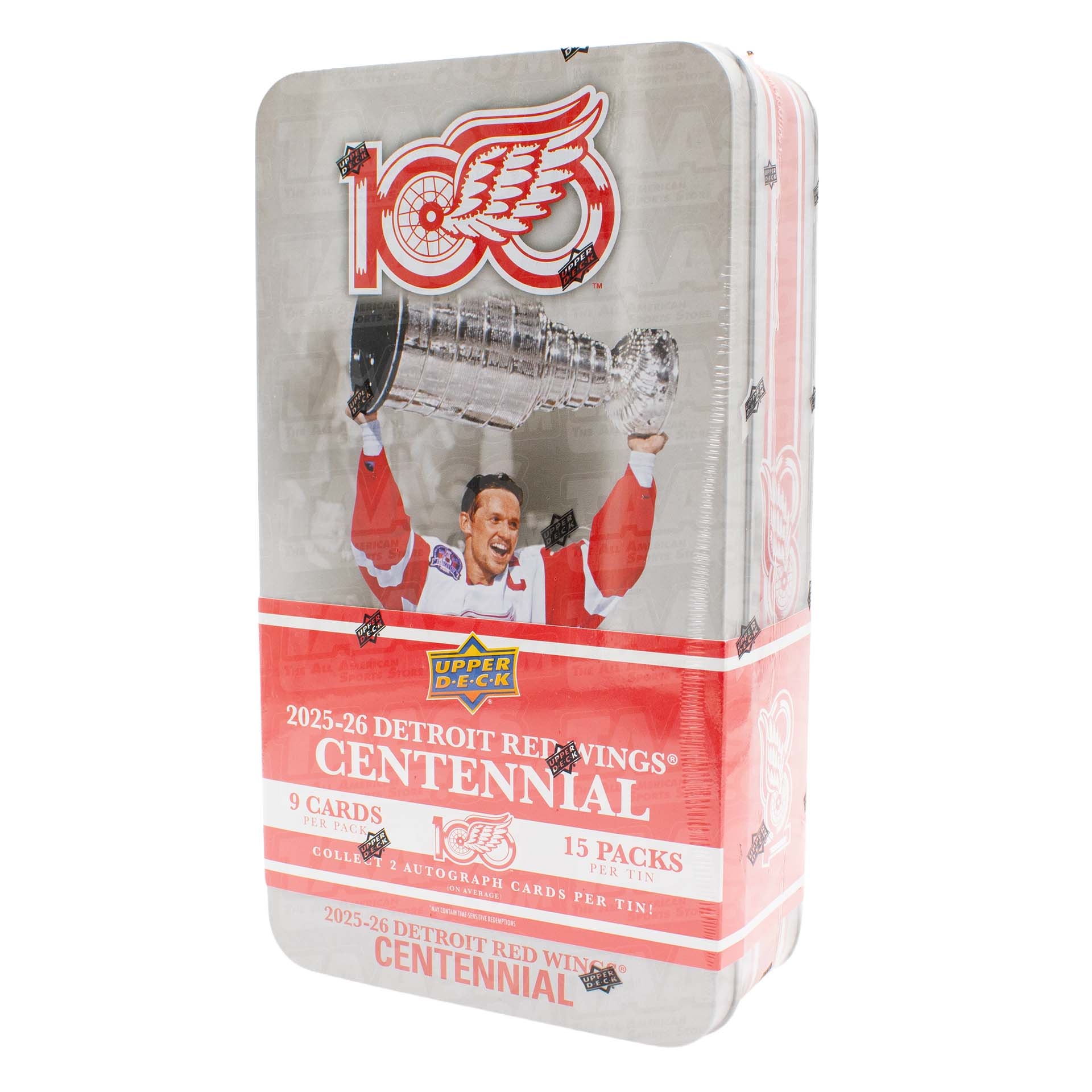 2025/26 Upper Deck Detroit Red Wings 100 Years Centennial Hockey Hobby Tin Box
