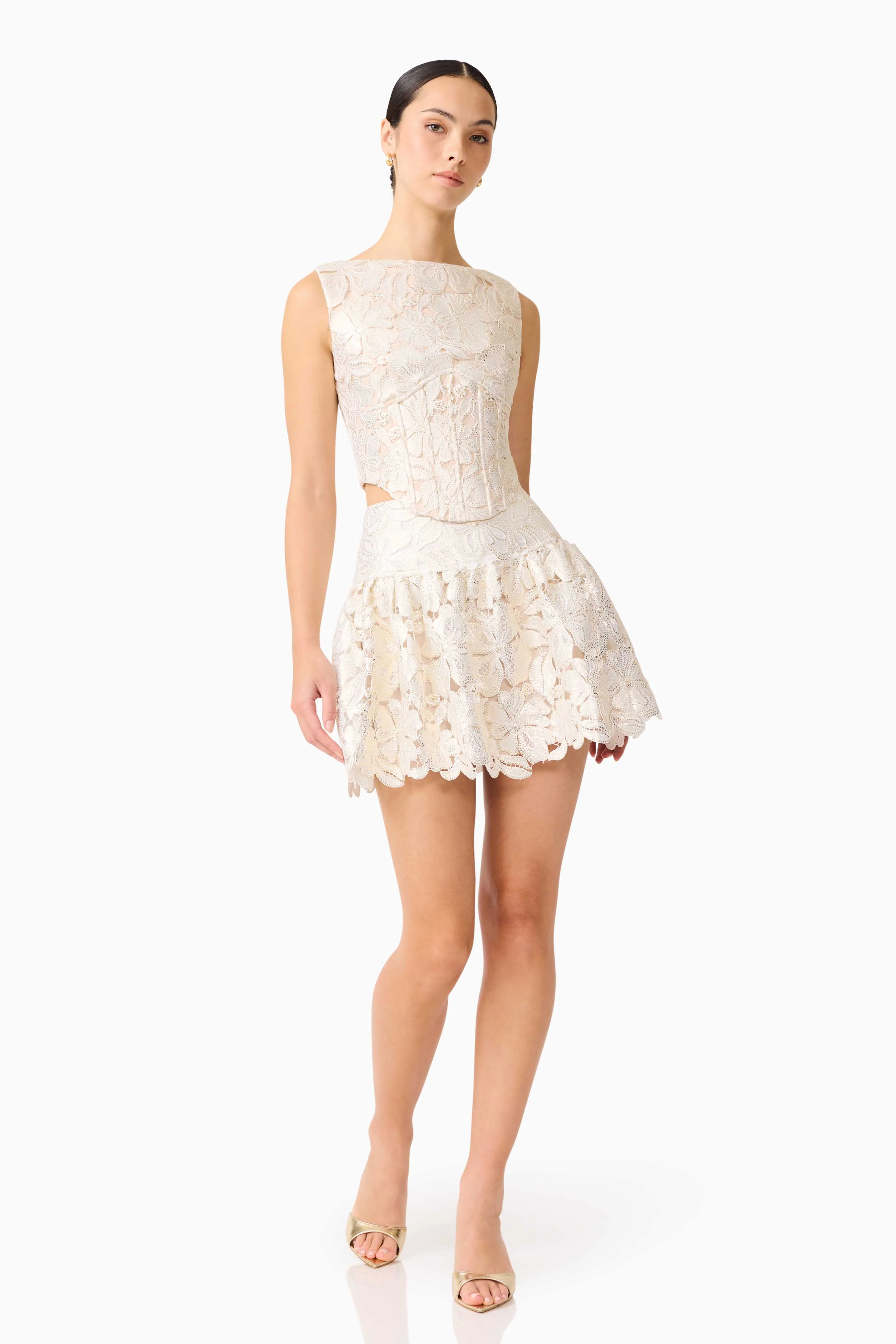 Nicoletta Top & Skirt Set in Gold