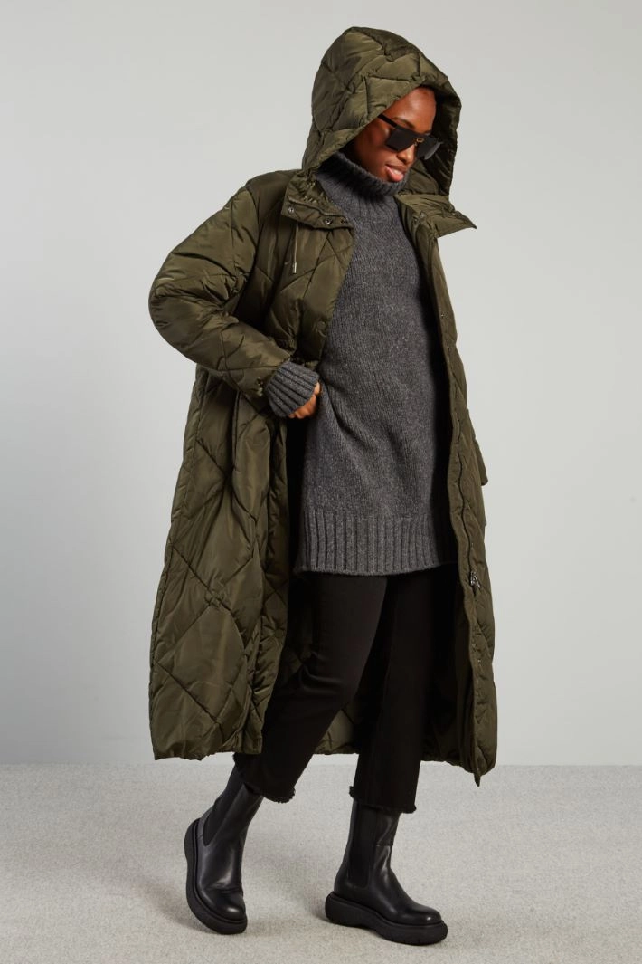Long taffeta down jacket - GREEN