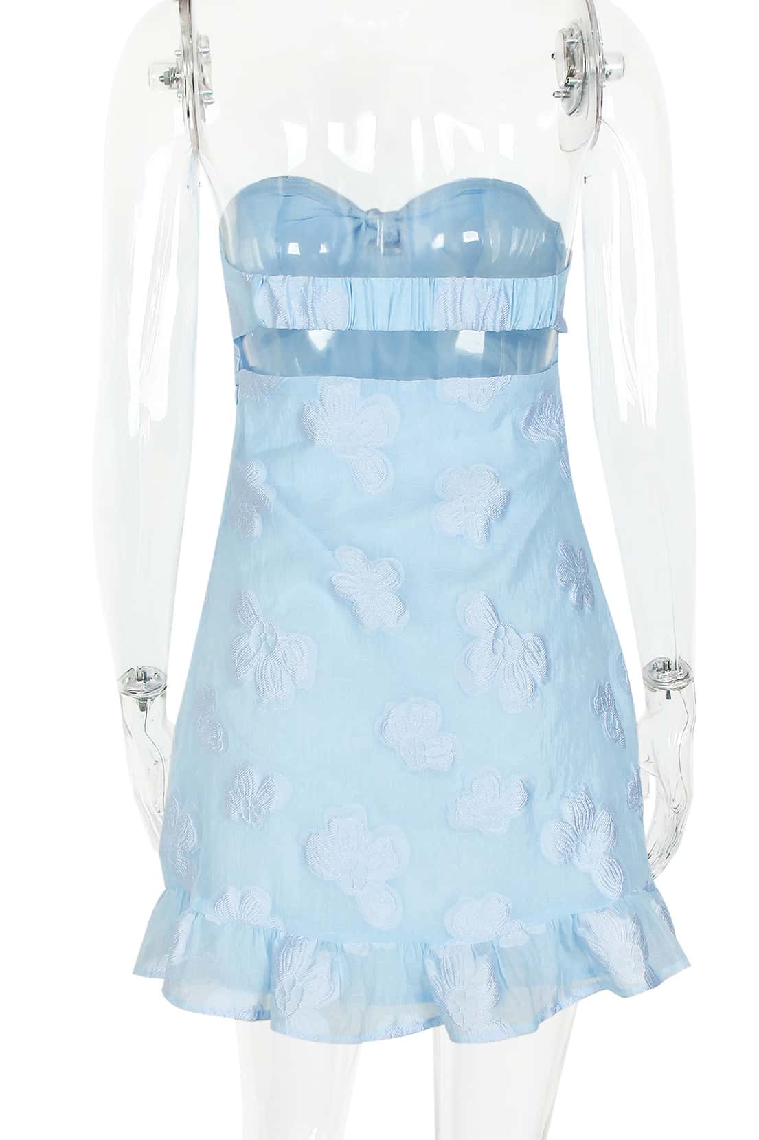 Sweet Blue Bow Fitted Short Dress