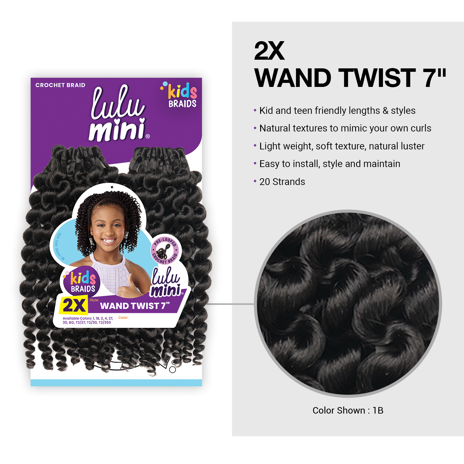 Sensationnel Crochet Braids Lulu Mini Kids Pre-Looped 2X Wand Twist 7